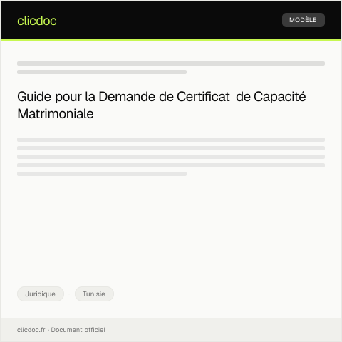 Aperçu du document Demande de Certificat de Capacité Matrimoniale — Juridique, Tunisie