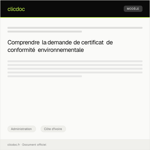 Aperçu du document Demande de certificat de conformité environnementale — Administration, Côte d'Ivoire