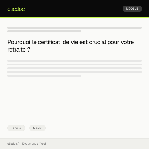 Aperçu du document Demande de certificat de vie pour pension de retraite — Famille, Maroc