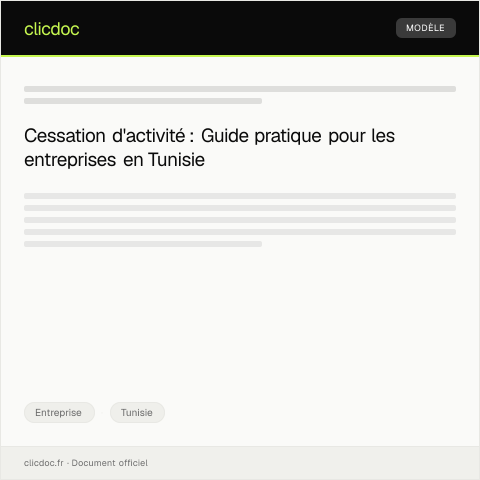Aperçu du document Demande de cessation d'activité — Entreprise, Tunisie