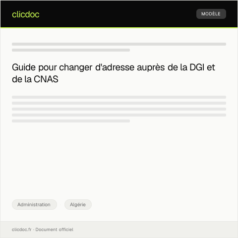 Aperçu du document Demande de changement d'adresse — Administration, Algérie