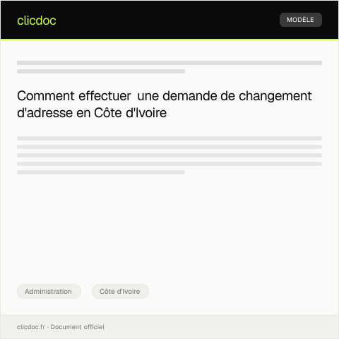 Aperçu du document Demande de changement d'adresse — Administration, Côte d'Ivoire