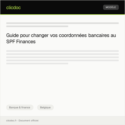 Aperçu du document Demande de changement de coordonnées bancaires — Banque & finance, Belgique