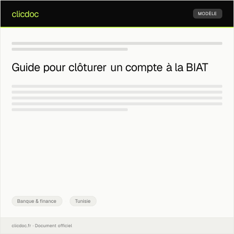Aperçu du document Demande de clôture de compte bancaire personnel à la BIAT — Banque & finance, Tunisie