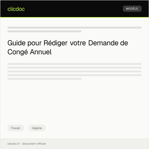 Aperçu du document Demande de congé annuel — Travail, Algérie