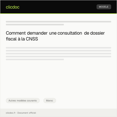 Aperçu du document Demande de consultation de dossier fiscal — Autres modèles courants, Maroc