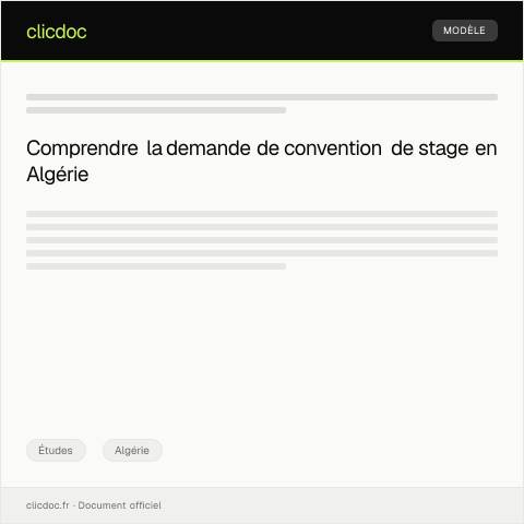 Aperçu du document Demande de convention de stage avec établissement d’enseignement — Études, Algérie