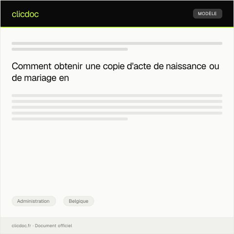 Aperçu du document Demande de copie d’acte de naissance ou de mariage — Administration, Belgique