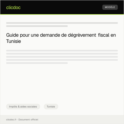 Aperçu du document Demande de dégrèvement fiscal suite à situation exceptionnelle — Impôts & aides sociales, Tunisie