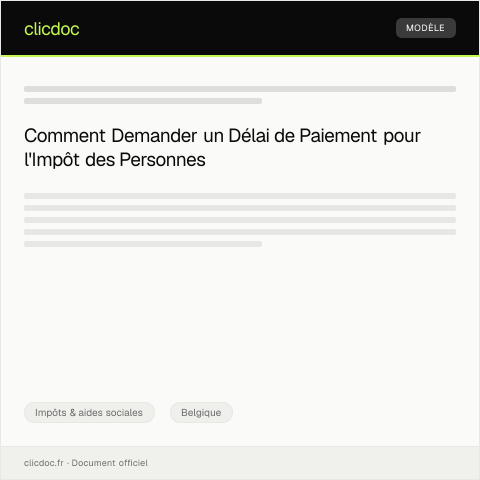 Aperçu du document Demande de délai de paiement pour l’impôt des personnes physiques — Impôts & aides sociales, Belgique
