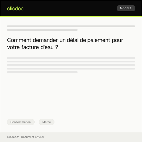 Aperçu du document Demande de délai de paiement pour facture d’eau — Consommation, Maroc
