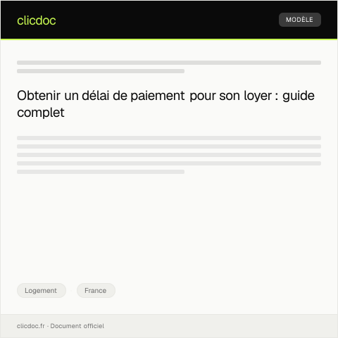 Aperçu du document Demande de délai pour régulariser le paiement du dernier trimestre de loyer — Logement, France