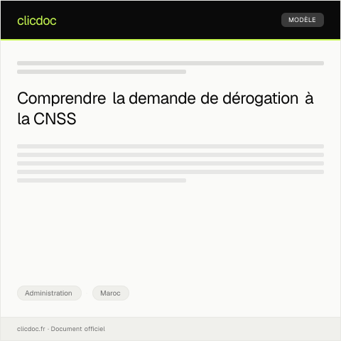 Aperçu du document Demande de dérogation — Administration, Maroc