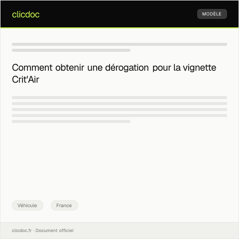 Aperçu du document Demande de dérogation pour la vignette crit'air — Véhicule, France