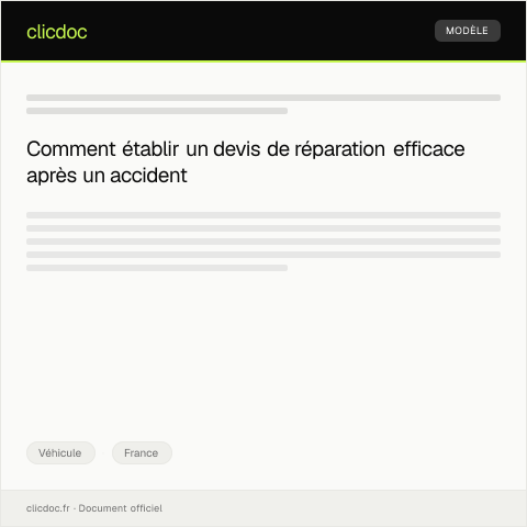 Aperçu du document Demande de devis pour réparation suite à un accident — Véhicule, France