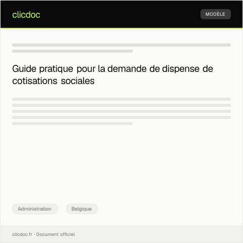 Aperçu du document Demande de dispense de cotisations sociales pour une petite entreprise — Administration, Belgique