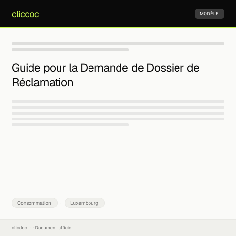 Aperçu du document Demande de dossier de réclamation auprès du service client — Consommation, Luxembourg