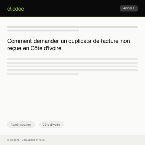 Aperçu du document Demande de duplicata de facture non reçue — Administration, Côte d'Ivoire