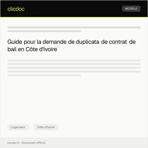Aperçu du document Demande de duplicata du contrat de bail — Logement, Côte d'Ivoire