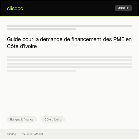 Aperçu du document Demande de financement pour PME — Banque & finance, Côte d'Ivoire