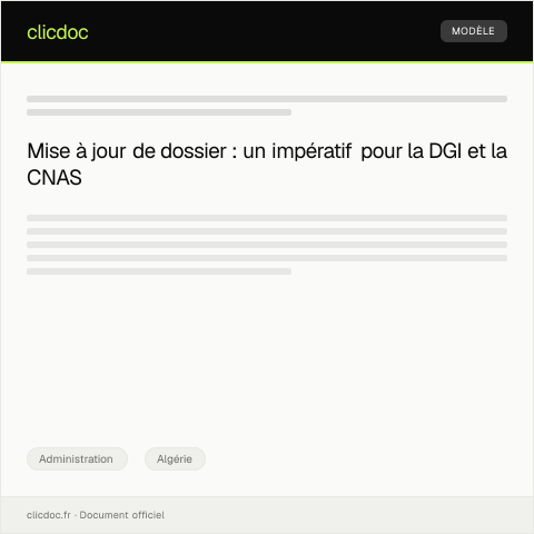 Aperçu du document Demande de mise à jour de dossier — Administration, Algérie