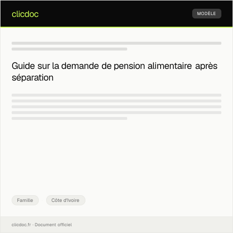 Aperçu du document Demande de pension alimentaire suite à séparation — Famille, Côte d'Ivoire