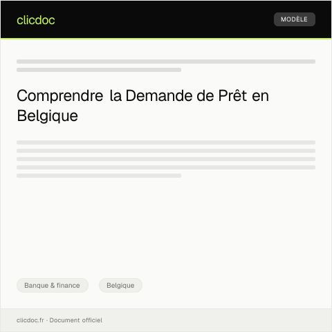 Aperçu du document Demande de prêt auprès d'une banque — Banque & finance, Belgique