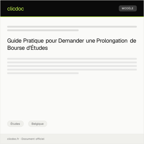 Aperçu du document Demande de prolongation de bourse d’études — Études, Belgique