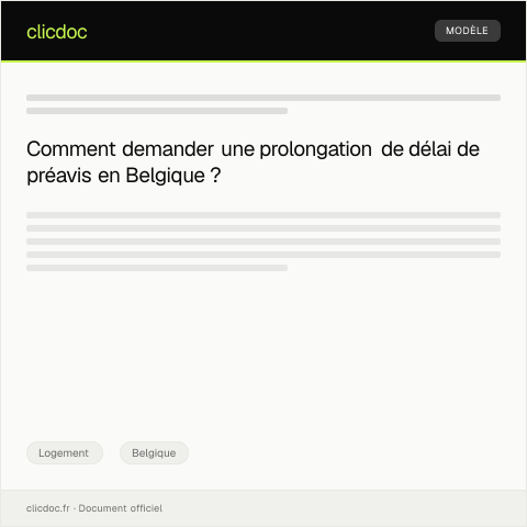 Aperçu du document Demande de prolongation du délai de préavis pour départ anticipé — Logement, Belgique