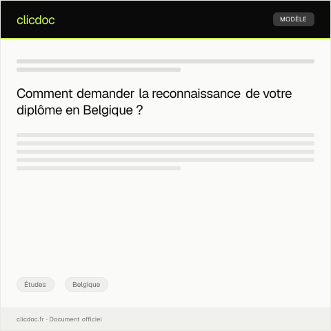 Aperçu du document Demande de reconnaissance de diplôme — Études, Belgique