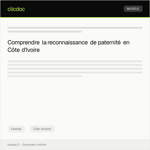Aperçu du document Demande de reconnaissance de paternité — Famille, Côte d'Ivoire