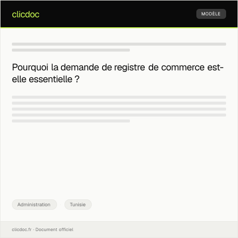 Aperçu du document Demande de registre de commerce — Administration, Tunisie