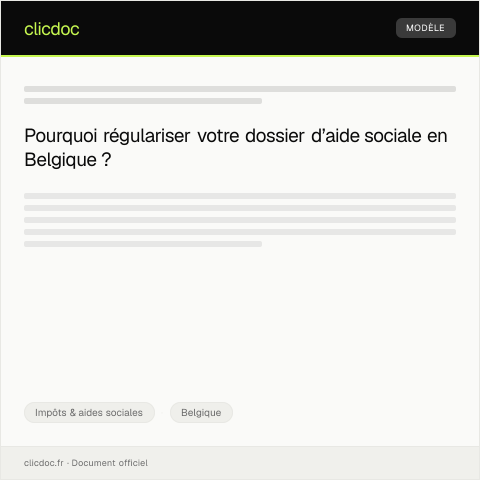 Aperçu du document Demande de régularisation d’un dossier d’aide sociale — Impôts & aides sociales, Belgique
