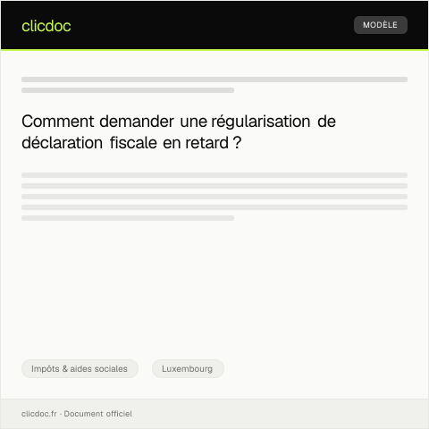 Aperçu du document Demande de régularisation de déclaration fiscale en retard — Impôts & aides sociales, Luxembourg