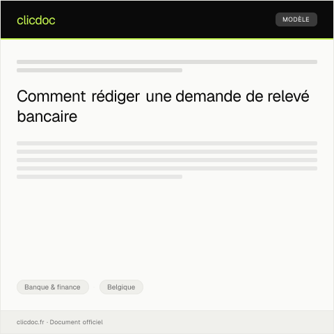 Aperçu du document Demande de relevé bancaire auprès de ma banque — Banque & finance, Belgique
