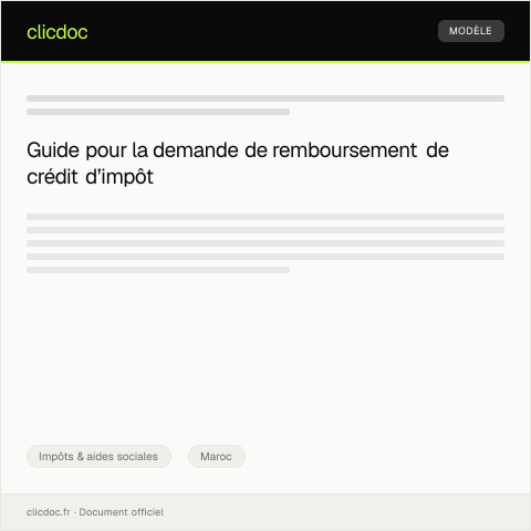 Aperçu du document Demande de remboursement de crédit d’impôt — Impôts & aides sociales, Maroc