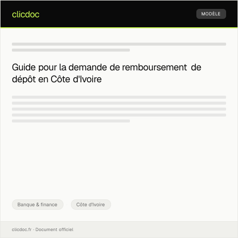 Aperçu du document Demande de remboursement de dépôt — Banque & finance, Côte d'Ivoire