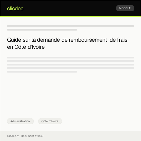 Aperçu du document Demande de remboursement de frais — Administration, Côte d'Ivoire