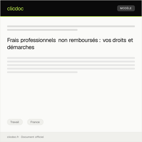 Aperçu du document Demande de remboursement de frais professionnels non remboursés — Travail, France