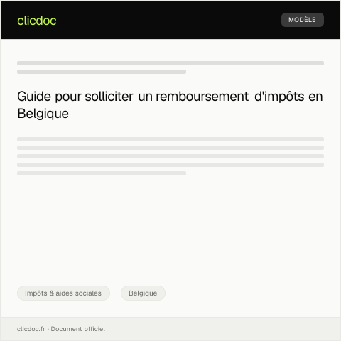 Aperçu du document Demande de remboursement de trop-perçu d’impôts — Impôts & aides sociales, Belgique