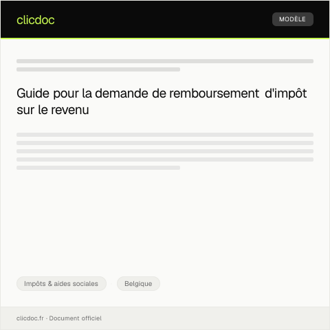 Aperçu du document Demande de remboursement d’impôt sur le revenu — Impôts & aides sociales, Belgique