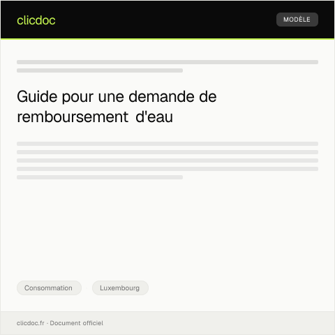Aperçu du document Demande de remboursement pour erreur de facturation d’eau — Consommation, Luxembourg