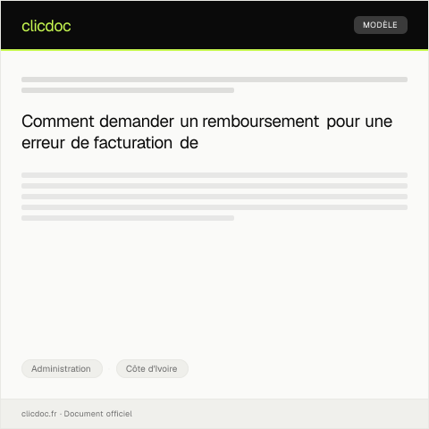 Aperçu du document Demande de remboursement suite à une erreur de facturation de la société de gaz — Administration, Côte d'Ivoire