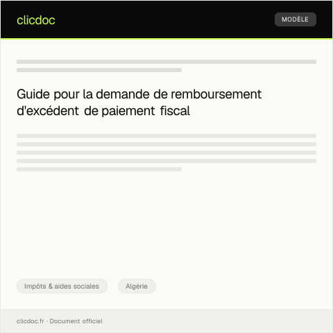 Aperçu du document Demande de remboursement d’excédent de paiement fiscal — Impôts & aides sociales, Algérie