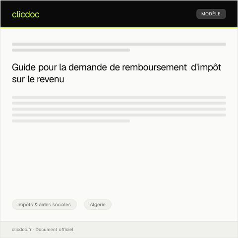 Aperçu du document Demande de remboursement d'excédent d'impôt sur le revenu — Impôts & aides sociales, Algérie