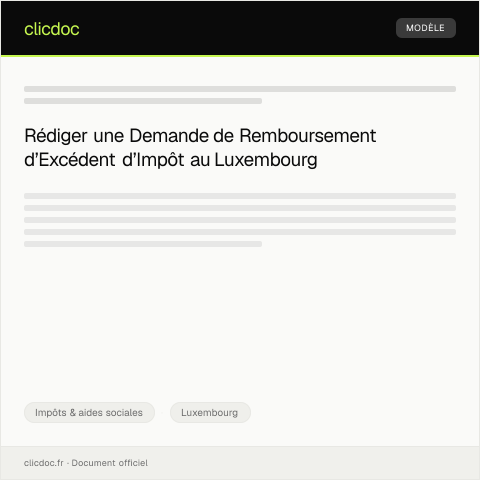 Aperçu du document Demande de remboursement d’excédent d’impôt — Impôts & aides sociales, Luxembourg
