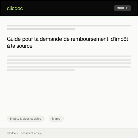 Aperçu du document Demande de remboursement d’impôt à la source — Impôts & aides sociales, Maroc