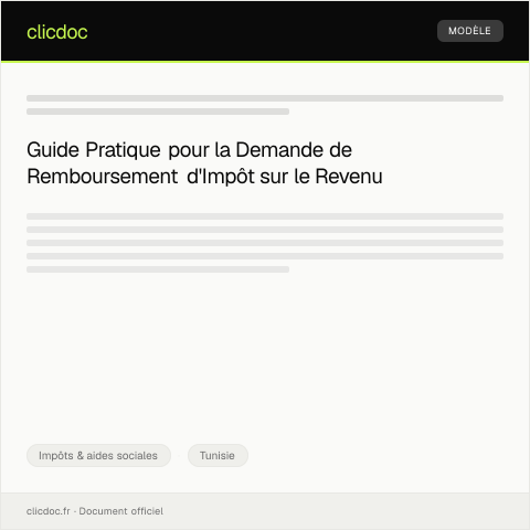 Aperçu du document Demande de remboursement d’impôt sur le revenu — Impôts & aides sociales, Tunisie
