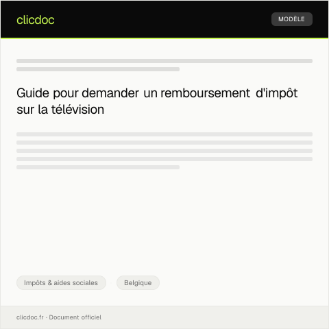 Aperçu du document Demande de remboursement d’impôt sur la télévision — Impôts & aides sociales, Belgique