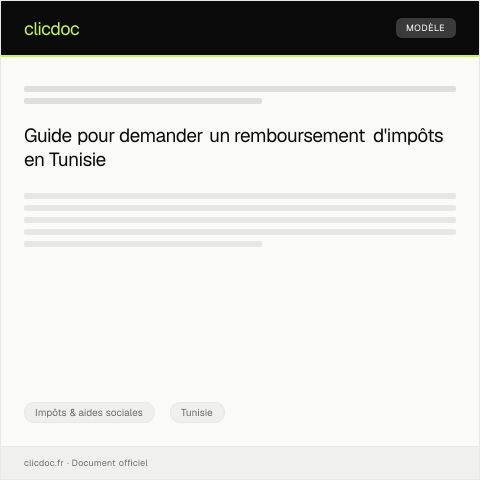 Aperçu du document Demande de remboursement des impôts payés en excès pour l’année fiscale 2022 — Impôts & aides sociales, Tunisie